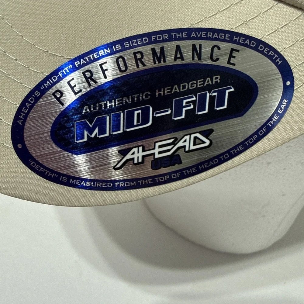 AHEAD Mid Fit Kentucky Derby 146 Performance Ball Golf Hat Cap Hook Loop Beige